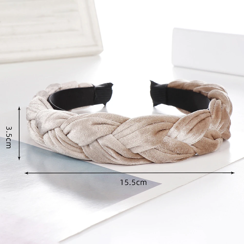 Женский обруч для волос однотонный в форме косы |