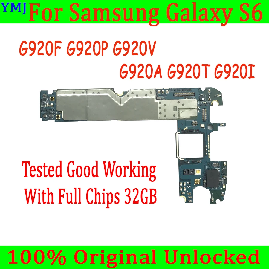 Оригинальная разблокированная материнская плата 32 ГБ для Samsung Galaxy S6 G920F G920V G920I с