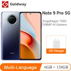 Оригинальный Xiaomi Redmi Note 9 Pro, экран 5G дюйма, камера 128 МП, 6 ГБ ОЗУ, мобильный телефон Гб ПЗУ, Восьмиядерный процессор Snapdragon 750G, 5G дюйма, Wi-Fi