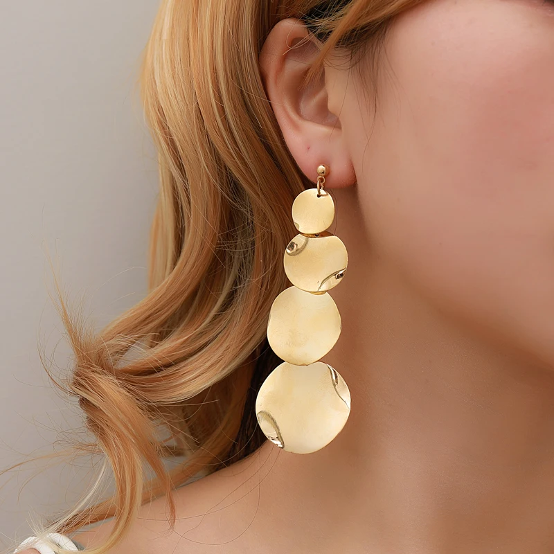 JUMPLIM модные крупные серьги в стиле ретро Длинные нестандартные круглые женские