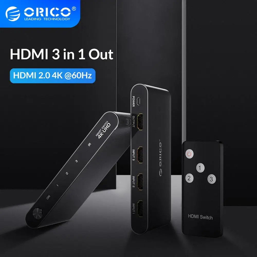 Разветвитель HDMI ORICO 3 порта 4K HD 1 переключатель разветвитель концентратора