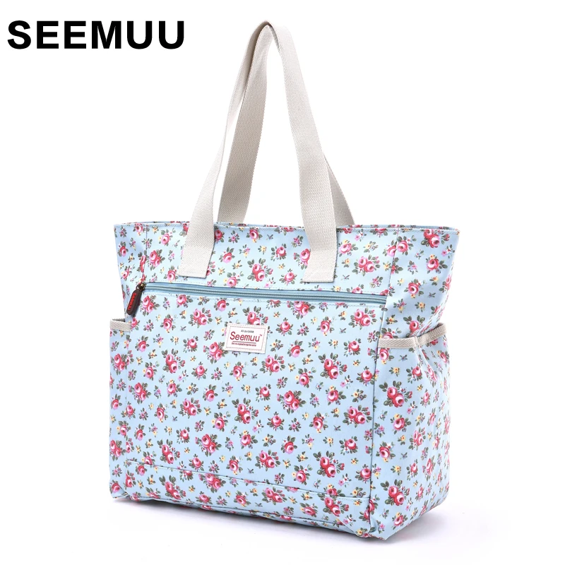 

2021 new floral small fresh canvas printing shoulder bag handbag shopping bag waterproof bag large capacity travel female bag