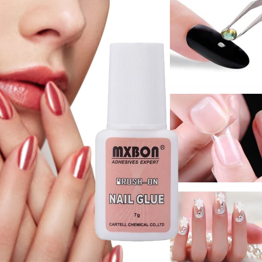 7g Fast Drying Nail Glue for False Nails Glitter Acrylic Decoration with Brush Tips Design Faux Ongle Care Tool | Красота и здоровье
