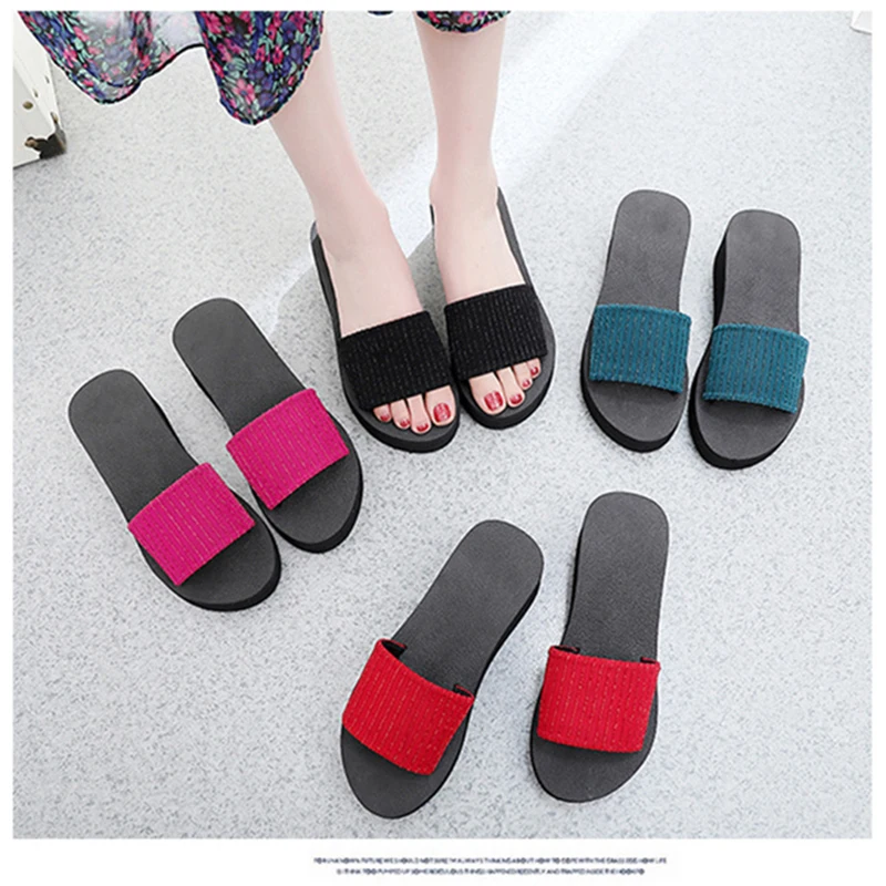 

Women's Beach Sandals Sponge Thick Bottom Platform Wedge Slippers Anti-slip Bohemian Sandals Floral Soft Summer Brazilian Shoes
