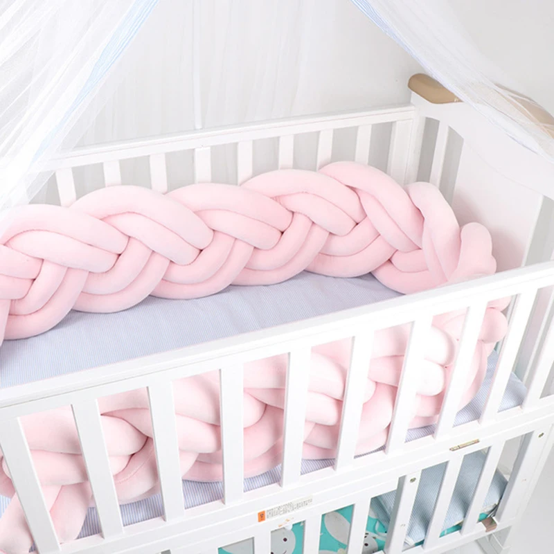 

1M/2M/3M Length Newborn Baby Bed Cradle Bumper Pure Weaving Plush Knot Cotton 6 Braid Kids Crib Protector Cot Infant Room Decor