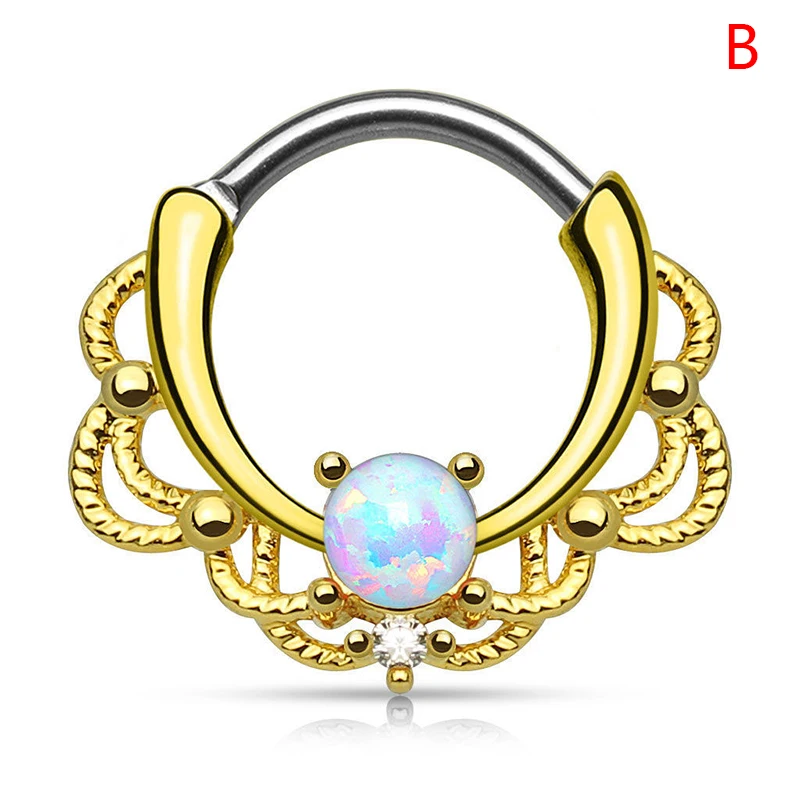 1PC Real Pierced Nose Ear Rings Gem Cartilage Tragus Conch Piercing Jewelry Septum Helix Clicker | Украшения и аксессуары