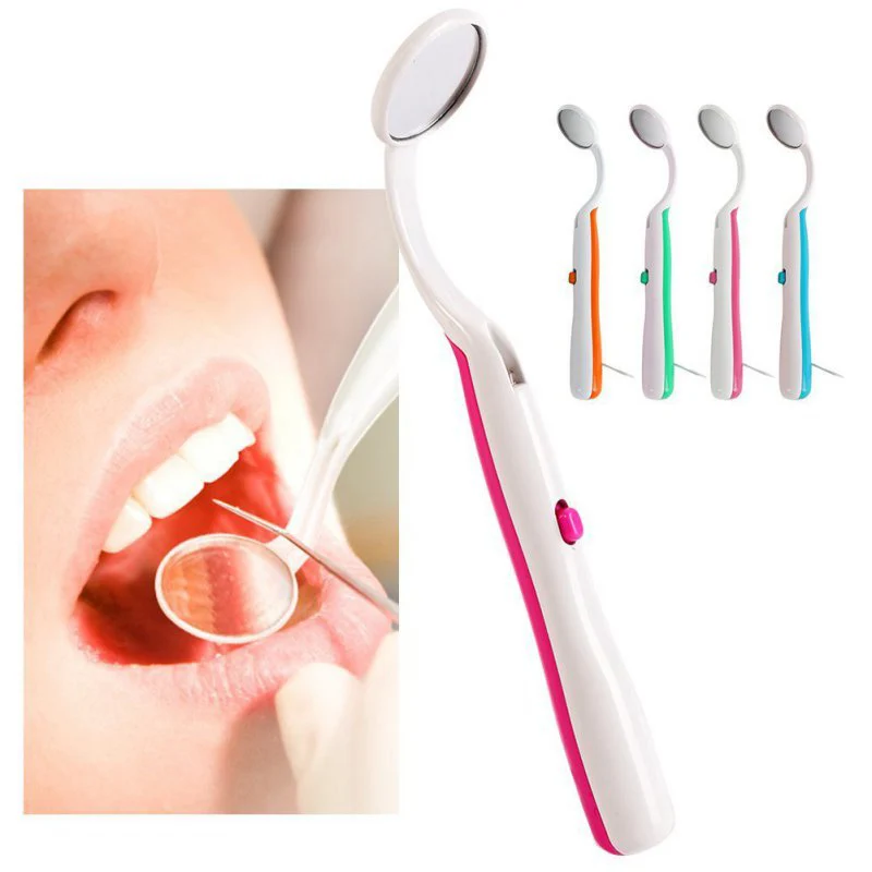 

2PCS Dental Mirror With Led Light Inspect Instrument Checking Mirror Dentist Reusable Dentist Anti-fog Mouth Mirror Tooth Care