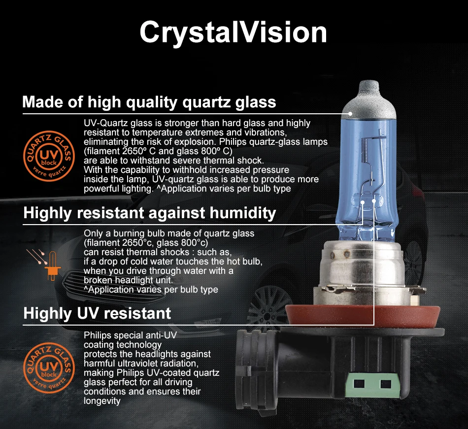 Philips h11 галогенный 55 Вт 12 В Crystal Vision 4300K яркий белый светильник, автомобильная лампа H8, головной светильник T10, подарок, оригинальные аксессуары для автомобиля, 2 шт