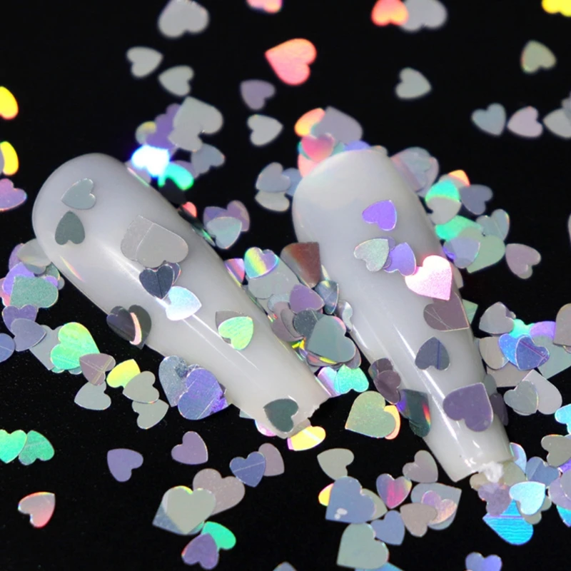 

Holographic Glitter Love Heart Shape Epoxy Resin Filling Sequins Paillette Slime Pigment Jewelry Making Glitter Flake Decor