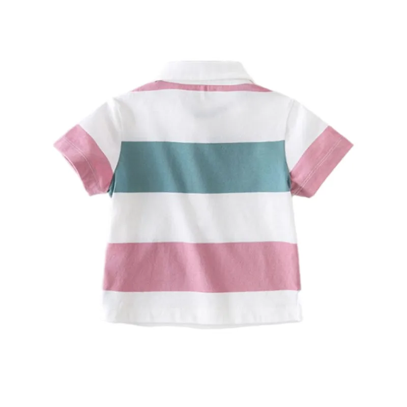 

Boys' Striped Cotton Lapel Short Sleeve 1-9 Years Old
