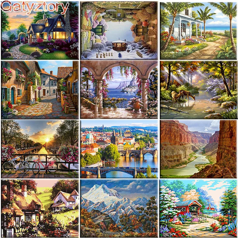 

Painting By Numbers For Adults Natural Scenery Acrylic Peinture Pair Number Canvas Drawing GATYZTORY Diy Landscape Decor Home