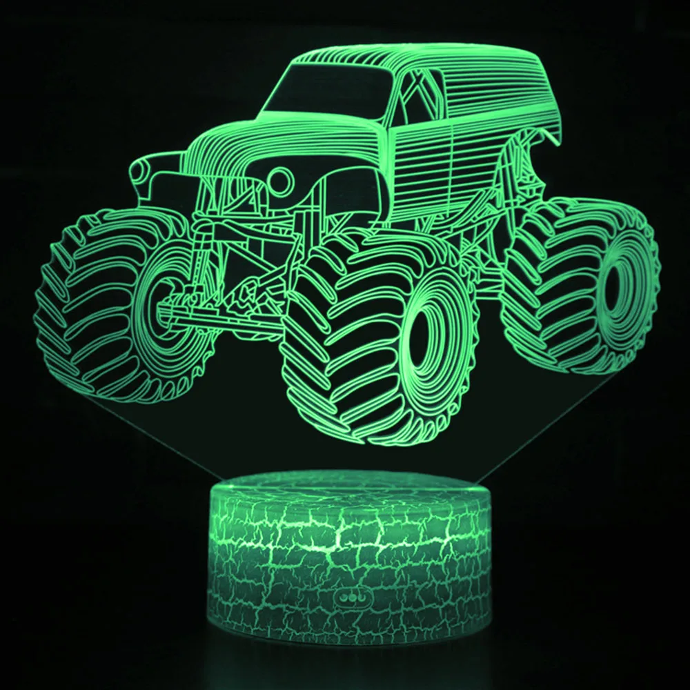 3D иллюзия монстр Трак светильник автомобили настольная лампа детская спальня