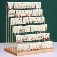 wholesale wooden base metal ear studs pendant jewelry holder display stand organizer earrings presenting rack 3 4 5 6 layer