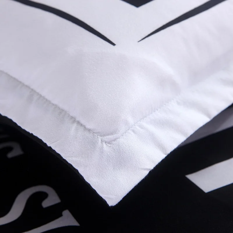 Черно белые комплекты постельного белья пододеяльник наволочка набор двойная