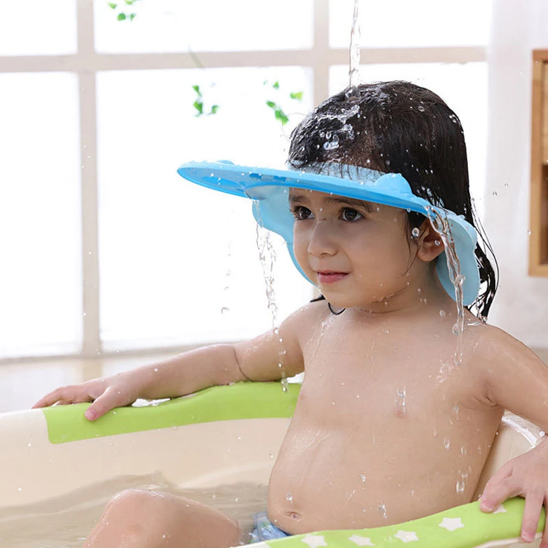 

Safe Adjustable Shampoo Shower Bathing Bath Protect Soft Cap Hat For Baby Wash Hair Shield Children Bathing Shower Cap Hat Kids