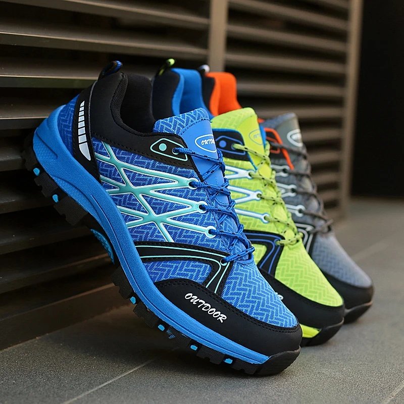 

New Arrivals Men Hiking Sneakers Outdoor Mesh Lace-up Male Mountaineering Shoes Fashion Non-slip Trekking Footwear Work Shoes