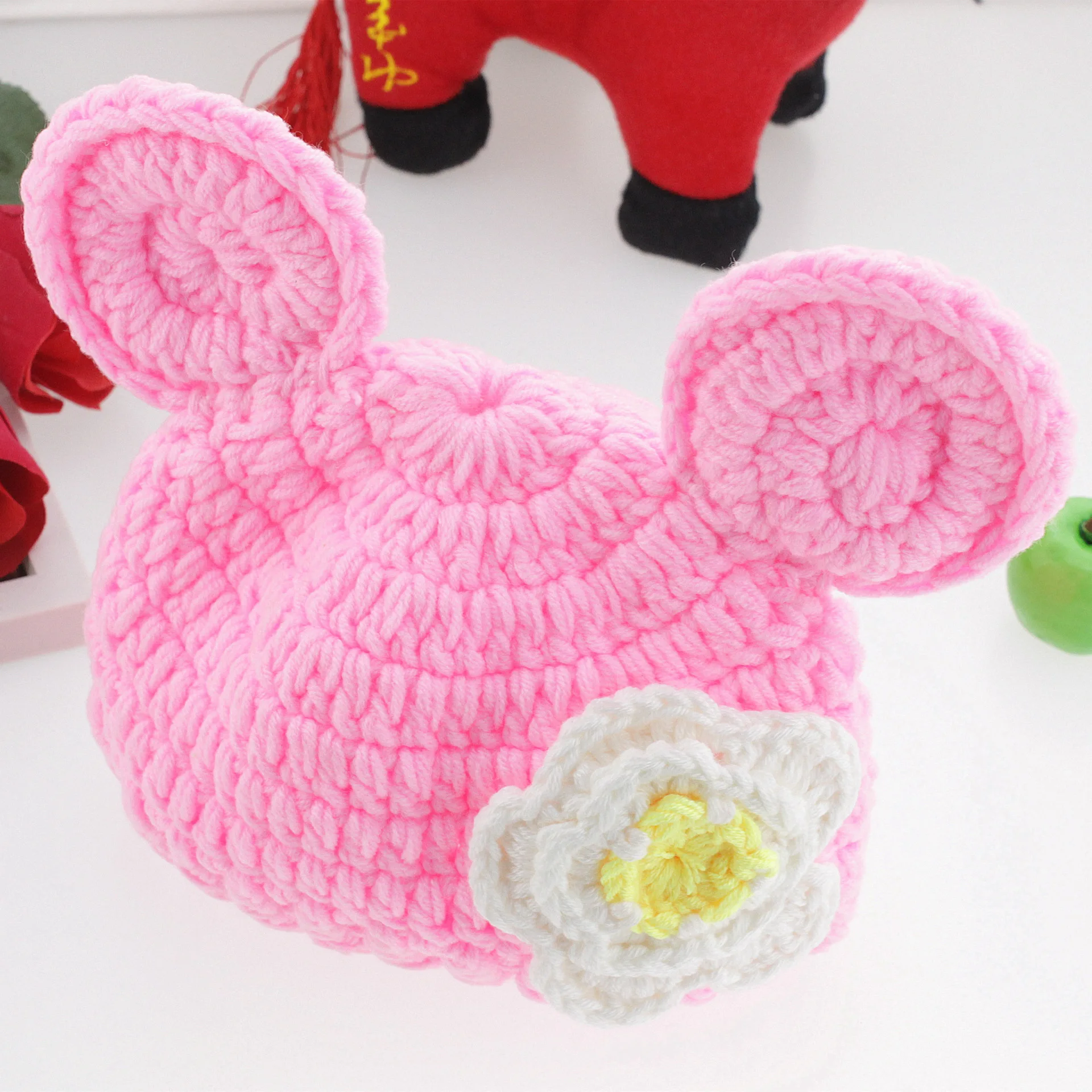 Вязаная Цветочная шляпа для фотографирования новорожденных реквизит младенцев