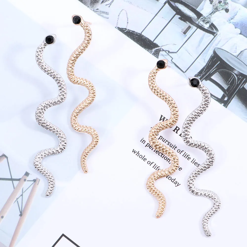 Женские серпантиновые серьги гвоздики 1 пара длинных серпантиновых сережек