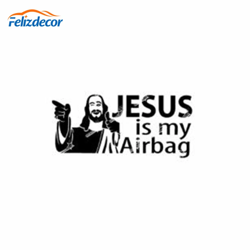 Черно-серебряный интересный виниловый стикер Иисус Моя подушка безопасности для