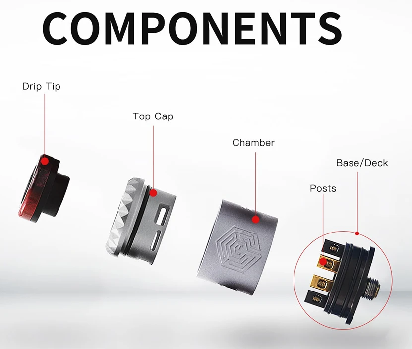 Advken Artha V2 RDA Vape pin Tank 24 мм Ремонтопригодный атомайзер Четырехпозиционный для