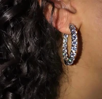 sparking bling cz huggie hoop earring for women icedd out bling 5a cubic zirconia cz hoop jewelry