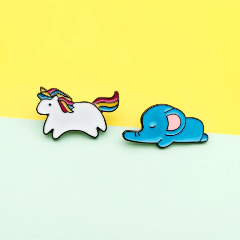 Эмалированный значок в виде слона единорога мультфильма женская брошь подарок