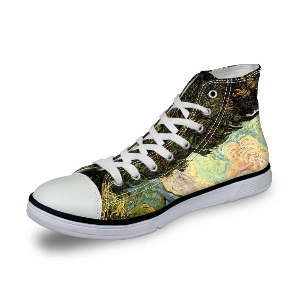 

Customized Children Sneakers Boys High Top Kids Classic Canvas Shoes Flats Shoes Breathable Vincent van Gogh Starry Night Print