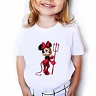 Летняя повседневная детская футболка 2021, одежда для мальчиков с изображением героев мультфильма Дисней, Микки Мауса, милые футболки для девочек, женская одежда
