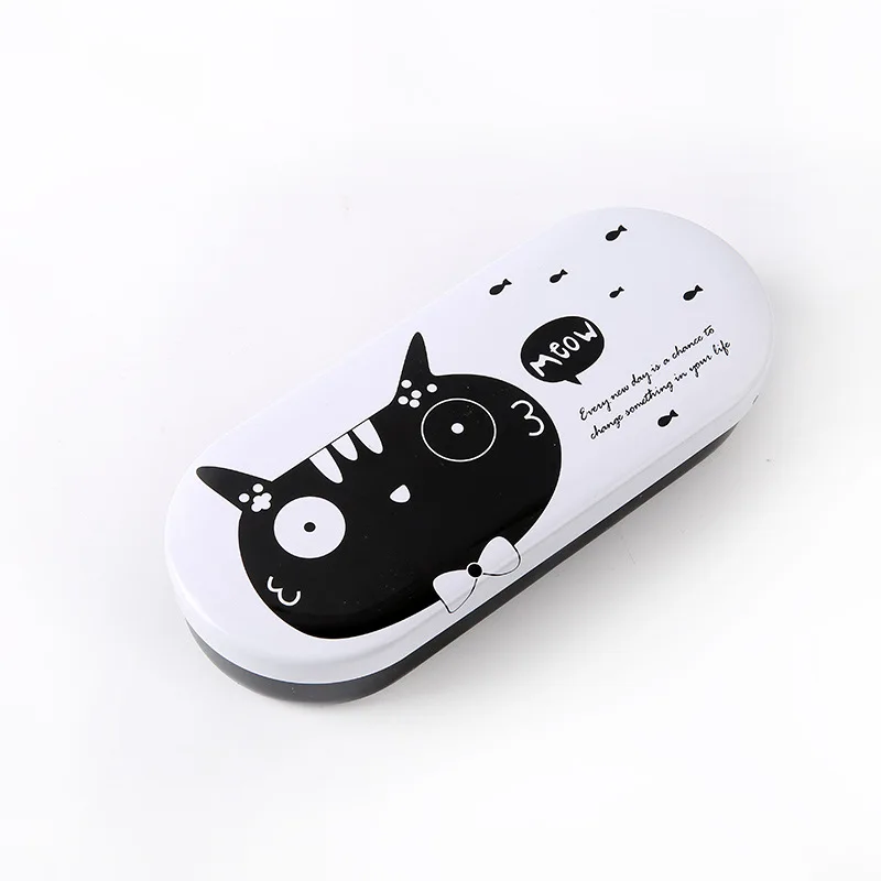 white case black cat Мультяшный Чехол для очков для женщин, милый Высококачественный жесткий чехол для очков, милый защитный футляр для очков, Чехол для очков для девочек - Цвет: white case black cat