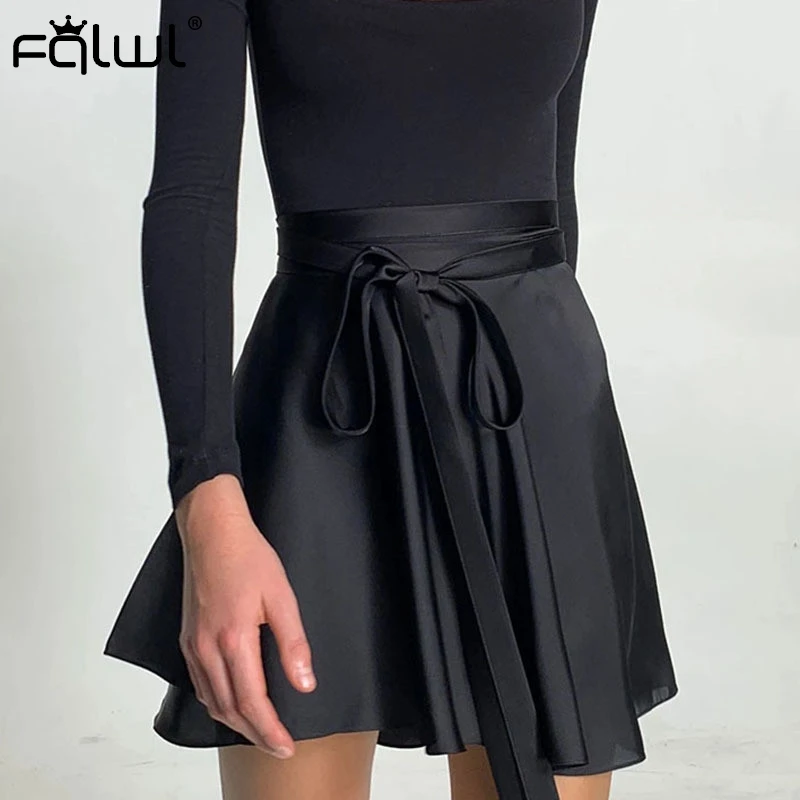 Юбка Женская атласная с оборками FQLWL Повседневная пляжная облегающая мини-юбка
