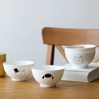 4 7 inch bone china cute bowl cartoon cat graffiti ceramic bowls rice fruit small dish creative household tableware eco friendly