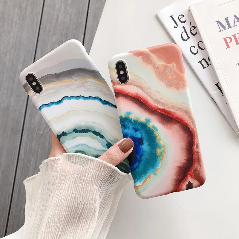 Кристальный камень Гранит Мрамор матовый чехол для телефона iPhone X XS MAX XR мягкий s 6S