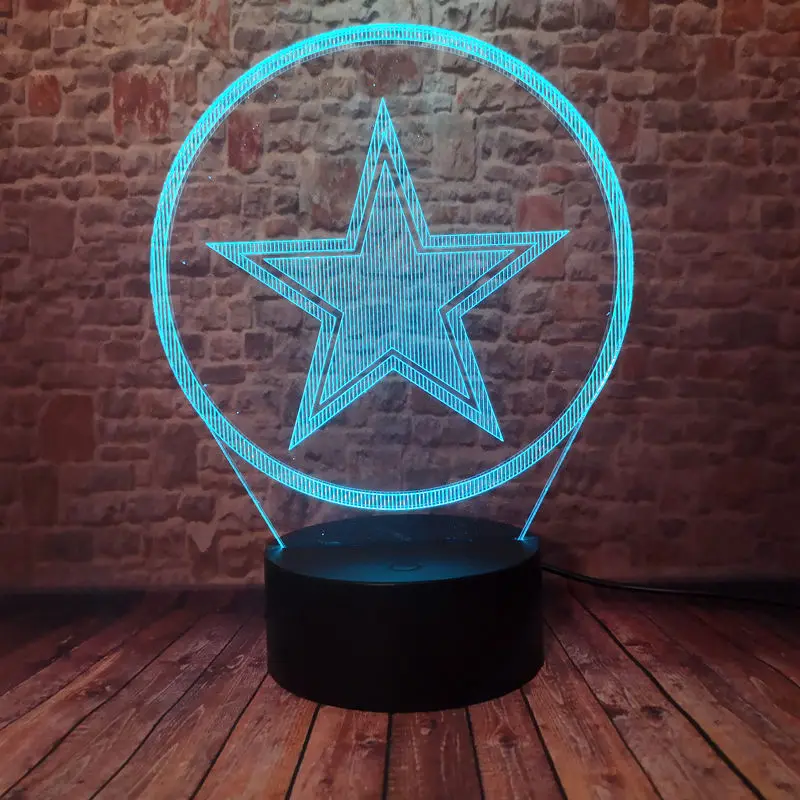 Мстители Капитан Америка Звездный щит лампа 3D 7 цветов ночной Светильник для