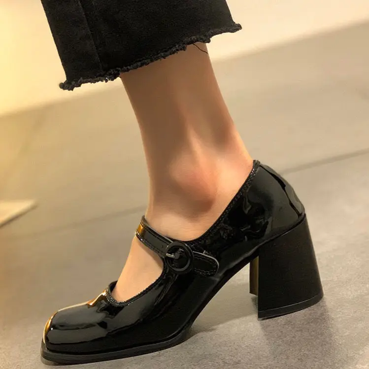 Retro Mary Jane Shoes High Heels Women 2021 New Spring Evening  Gentle Shoes Thick Heel All-match Si