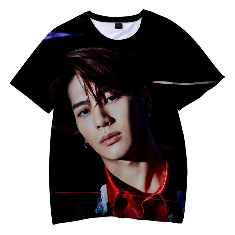 

Футболка с 3D принтом KPOP GOT7 Jackson, Повседневная Уличная одежда с коротким рукавом, модные топы унисекс в стиле Харадзюку, хип-хоп