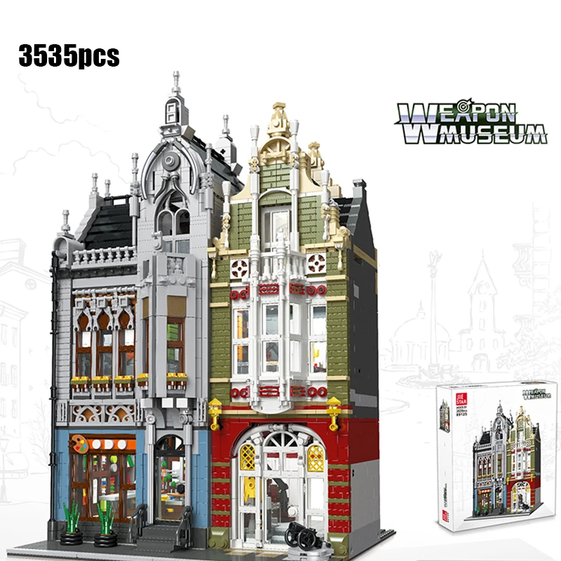 

MOC Streetview Series The brickAtive Post office Old Bus Shop Modular Model Building Blocks Bricks Kids Toys Birthday gifts