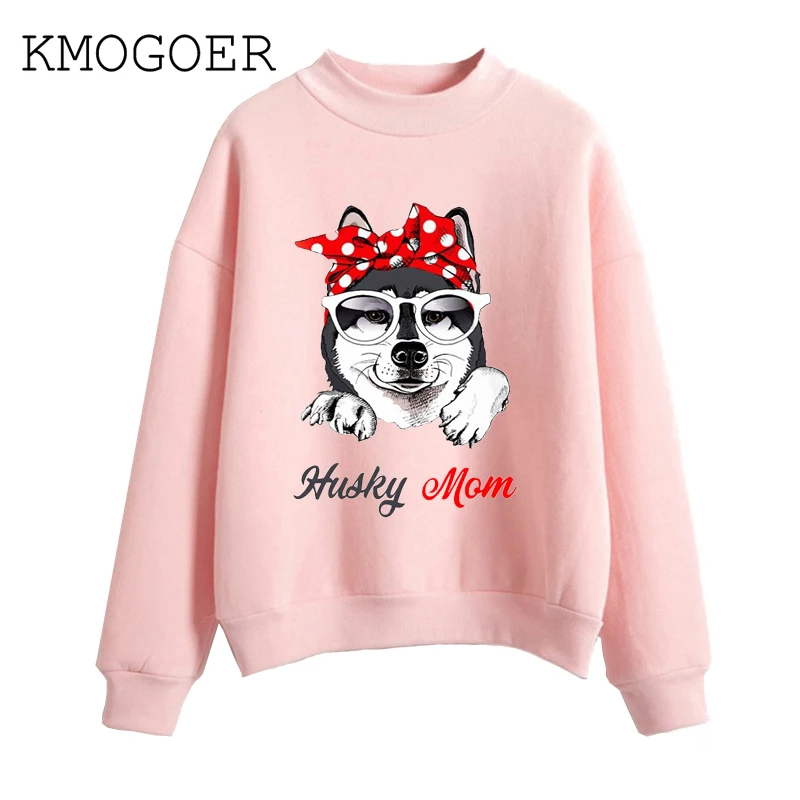 Хаски мама печатает свитер Харадзюку женщин с длинным рукавом флис свободного