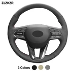 Чехол для руля автомобиля, из искусственной кожи, бежевый, черный, серый, для Hyundai Santa Fe 2019, 2020