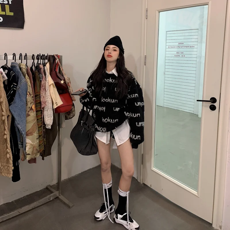 Женские толстовки из искусственного меха Woherb Повседневная Толстовка с круглым