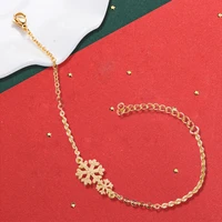 2021 stainless steel snowflake bracelet gold jewelry new fashion strand bracelets bangles for women christmas spiritual gifts