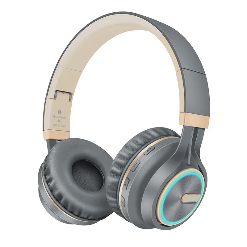 Hi-Fi стерео наушники bluetooth наушники Музыкальная гарнитура FM и поддержка SD карты с микрофоном для мобильных телефонов xiaomi iphone sumsamg tablet - Цвет: B6 gray