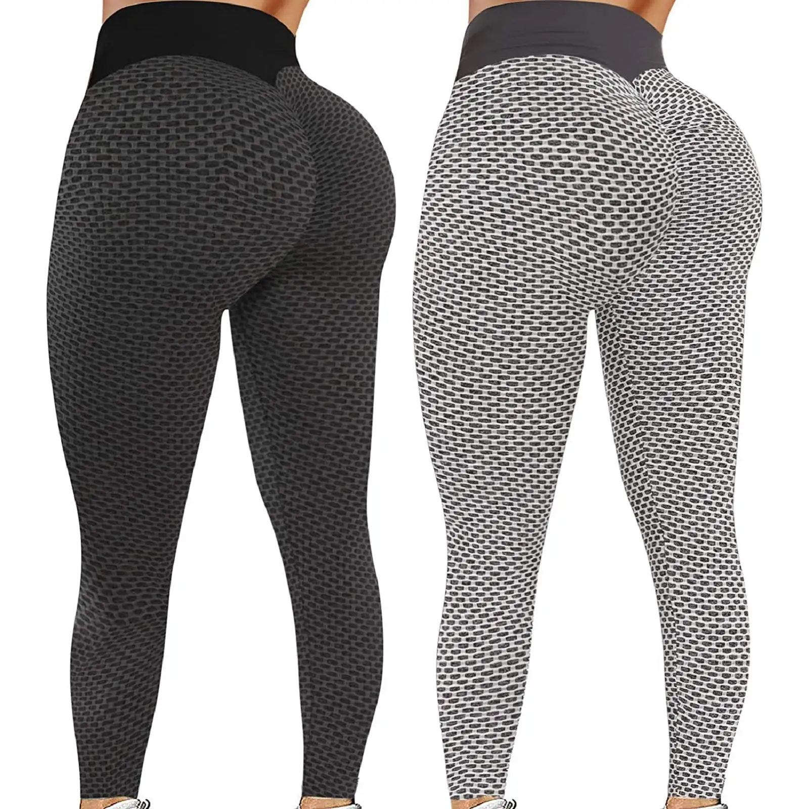 

2pcs/ Bags Grid Tights Yoga Pants Women Seamless High Waist Leggings Breathable Gym Fitness Push Up Clothing Girl Yoga Pant