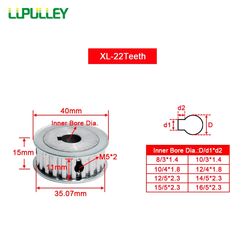 Шкив для зубчатого ремня XL 22T шкив диаметром 8/10/12/14/15/16 мм подходит синхронного