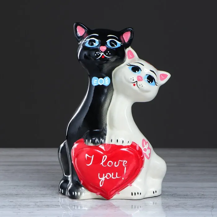 Копилка &quotКоты с сердцем&quot покрытие глазурь разноцветная 29 см копилки | Дом и