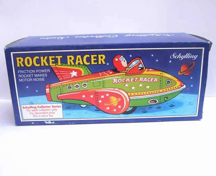 

[Funny] Adult Collection Retro Wind up toy Metal Tin The spacecraft Mechanical toy Clockwork toy figures model kids gift
