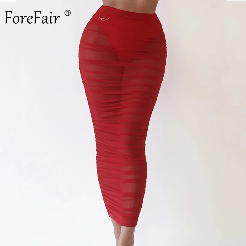 Женская сетчатая юбка Forefair прозрачная с высокой талией для клубной вечеринки