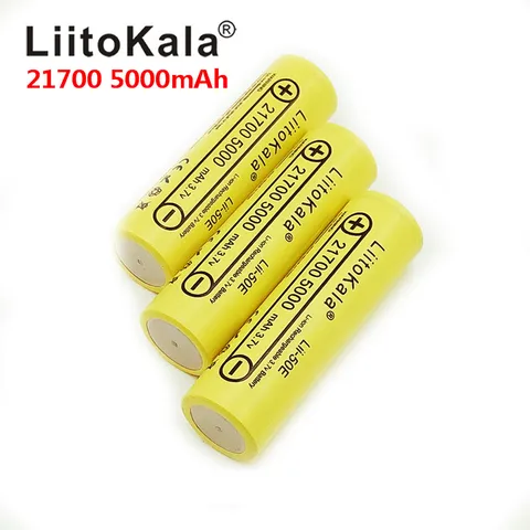 Аккумуляторная батарея LiitoKala, 21700, 5000 мАч, 3,7 в, 5C