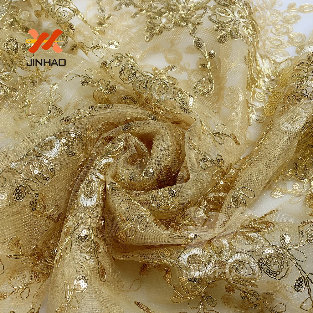 Ткань с золотыми блестками африканская Женская кружевная ткань пайетками Прямая