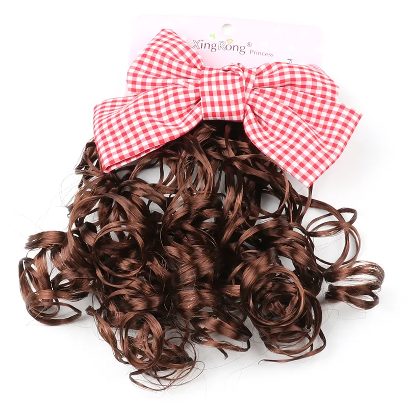 Милые аксессуары для волос в оплетке девочек парики клетку с бантом заколка