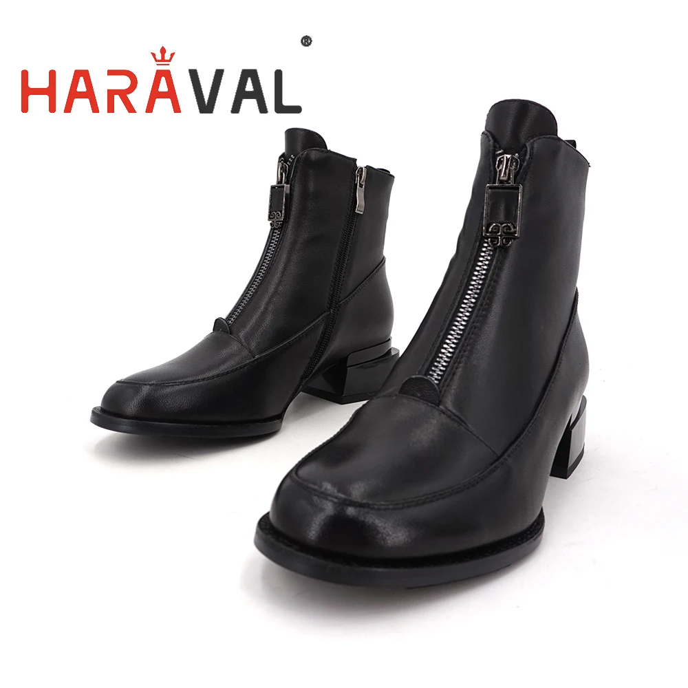 Женские ботильоны из натуральной кожи HARAVAL модные ковбойские ботинки на низком